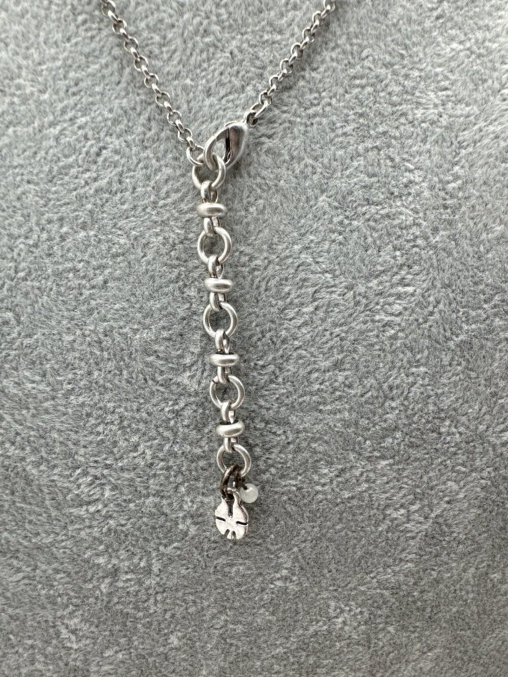 Lucky Brand Silver Tone Charm Necklace Fish Shell Abalone Boho Look Pendant - Picture 8 of 14